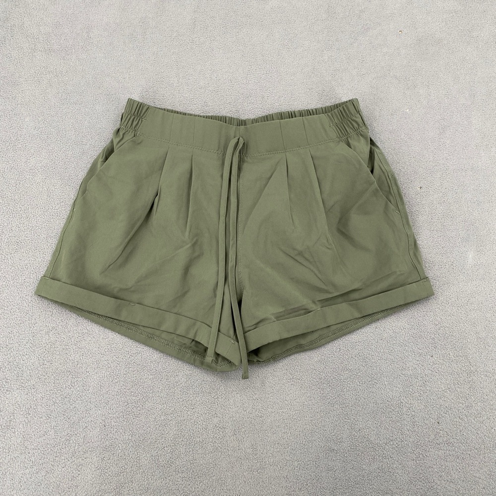 Zyia Active Everywhere Shorts Olive Green Pleated Cuffed Athletic Running Lined